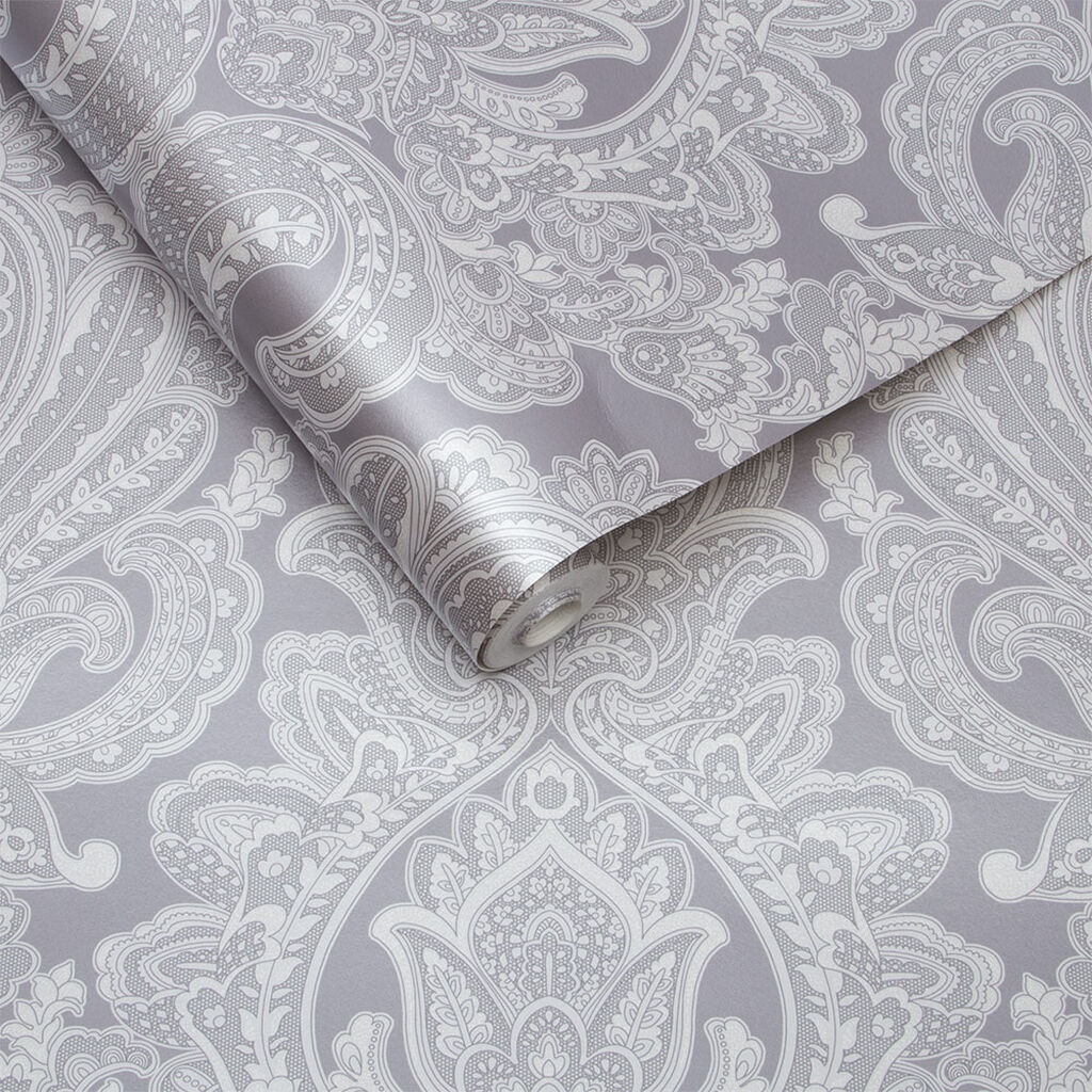 Souk Damask Pewter Wallpaper