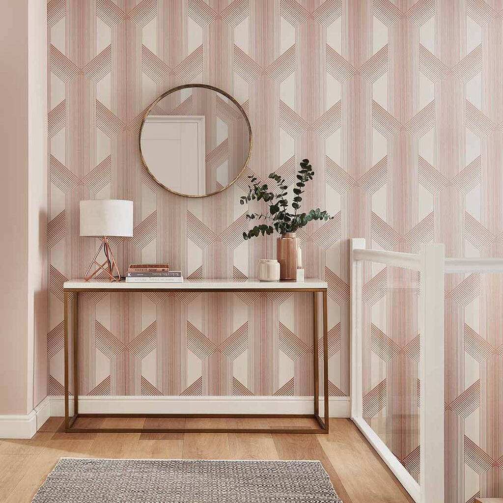 Lagom Geo White & Rose Gold Wallpaper