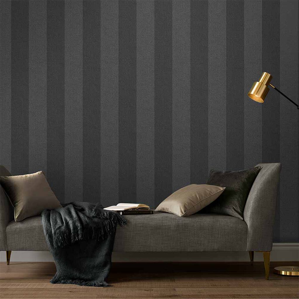 Heritage Stripe Charcoal Wallpaper