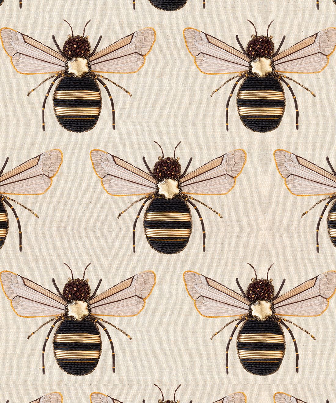 Golden Bee Embroidery Wallpaper