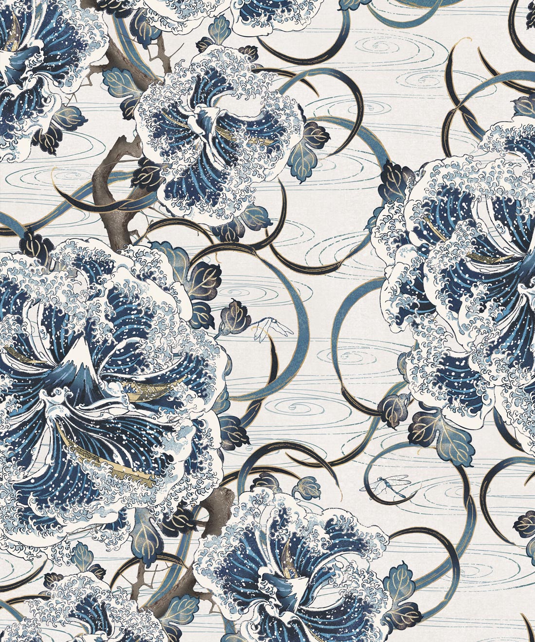 Great Wave Bloom Wallpaper (Two Roll Set)
