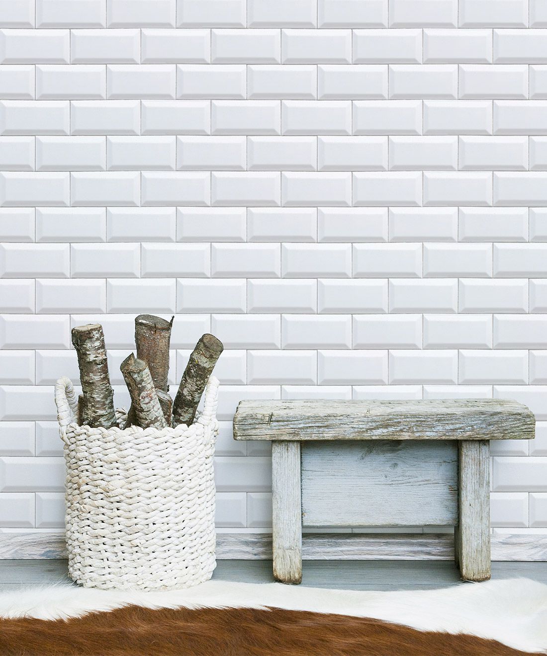 White Subway Tiles Wallpaper